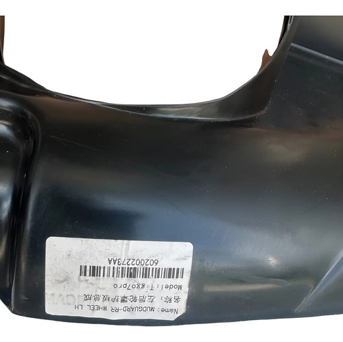 Protector De Rueda  Trasera  Chirey Tiggo7 Negro Izquierda